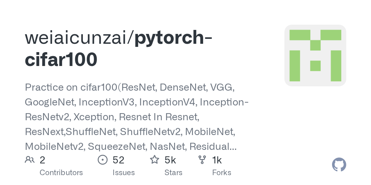 GitHub weiaicunzai/pytorchcifar100 Practice on VGG,