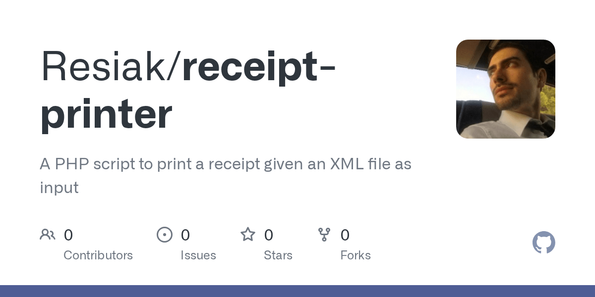 GitHub Resiak/receiptprinter A PHP script to print a receipt given