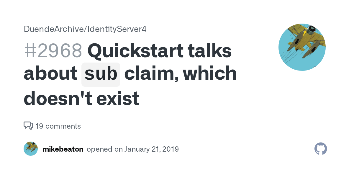 Quickstart talks about <code>sub</code> claim, which doesn&rsquo;t exist · Issue 