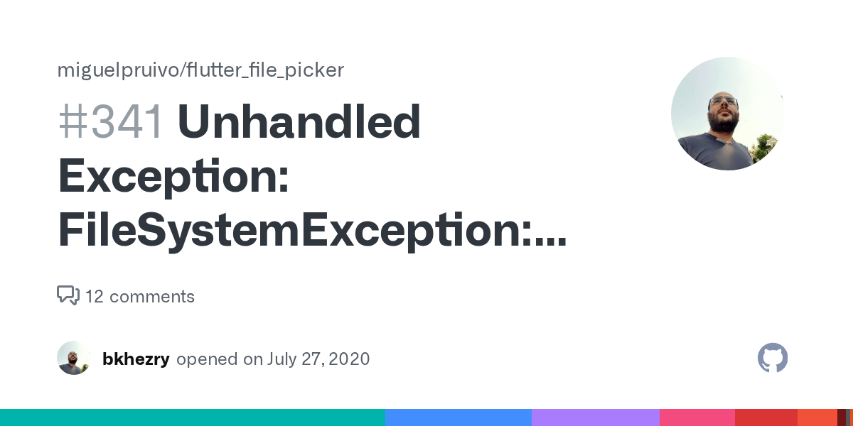 Unhandled Exception FileSystemException Cannot open file, path (OS