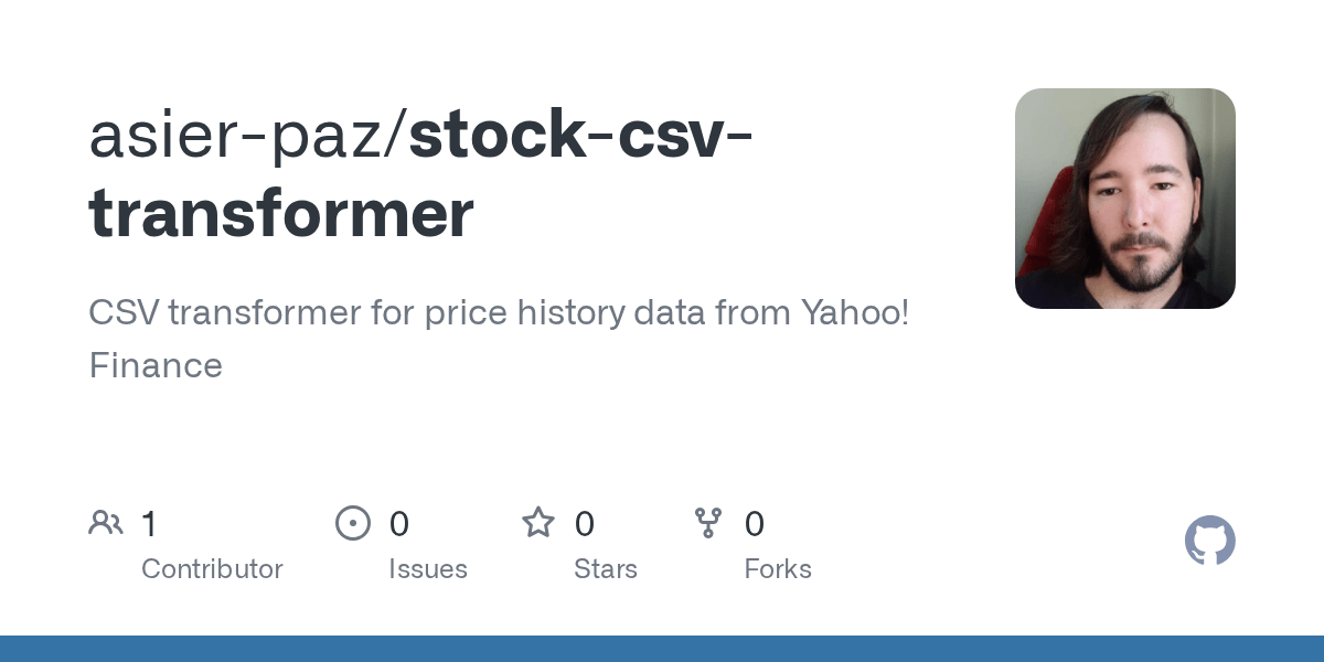 GitHub asierpaz/stockcsvtransformer CSV transformer for price history data from Yahoo! Finance