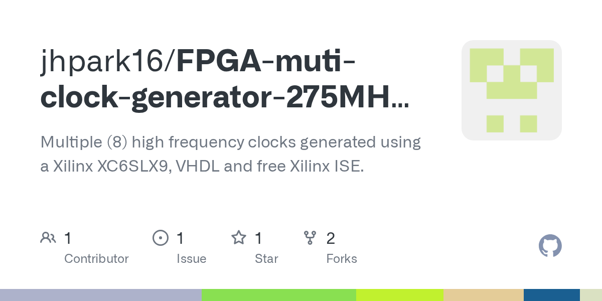 GitHub jhpark16/FPGAmuticlockgenerator275MHzXC6SLX9 Multiple (8
