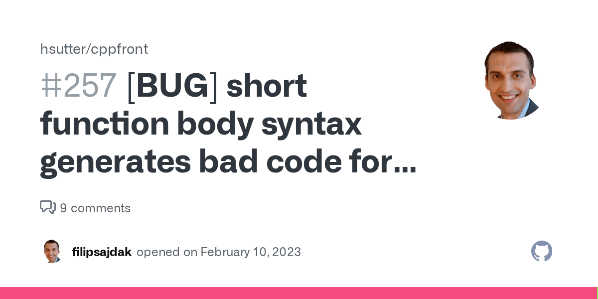[BUG] short function body syntax generates bad code for named functions