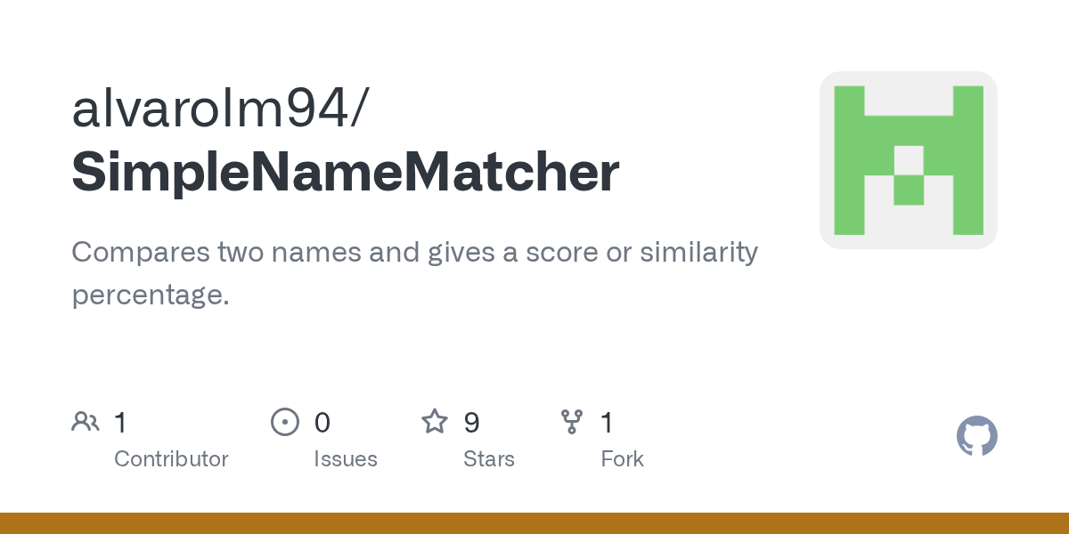 GitHub alvarolm94/SimpleNameMatcher Compares two names and gives a