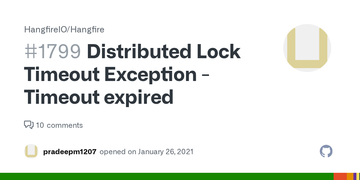 Distributed Lock Timeout Exception Timeout expired · Issue 1799