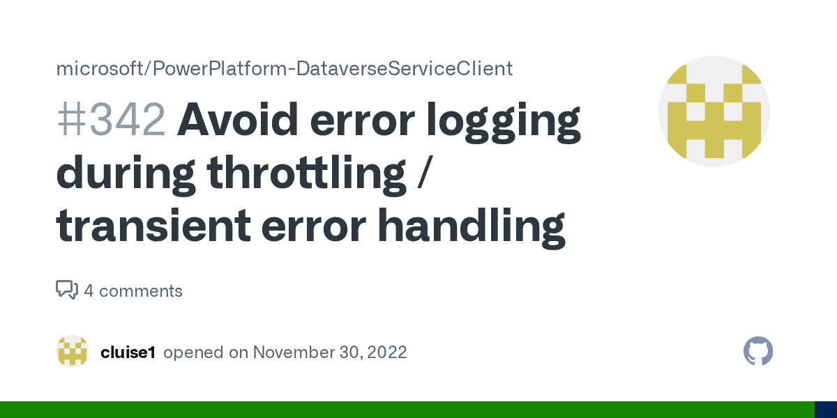 Avoid error logging during throttling / transient error handling