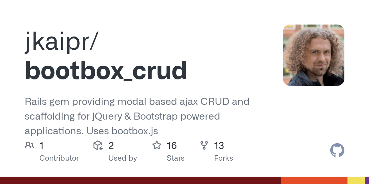 GitHub jkaipr/bootbox_crud Rails gem providing modal based ajax CRUD
