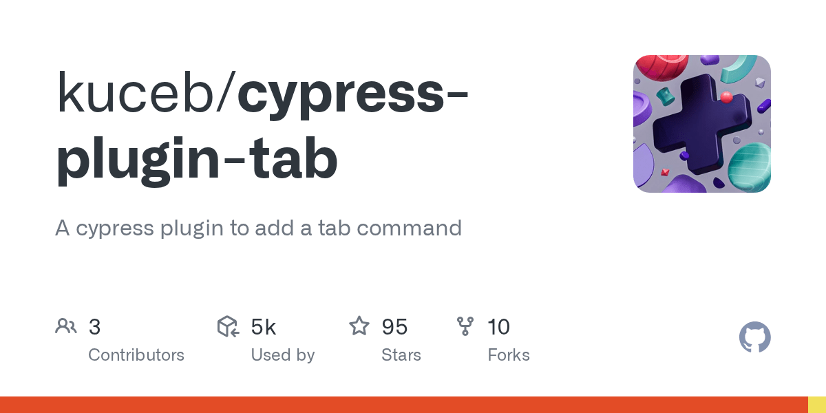 GitHub kuceb/cypressplugintab A cypress plugin to add a tab command
