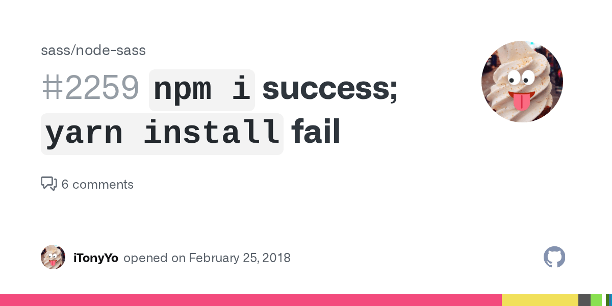 `npm i` success; `yarn install` fail · Issue 2259 · sass/nodesass