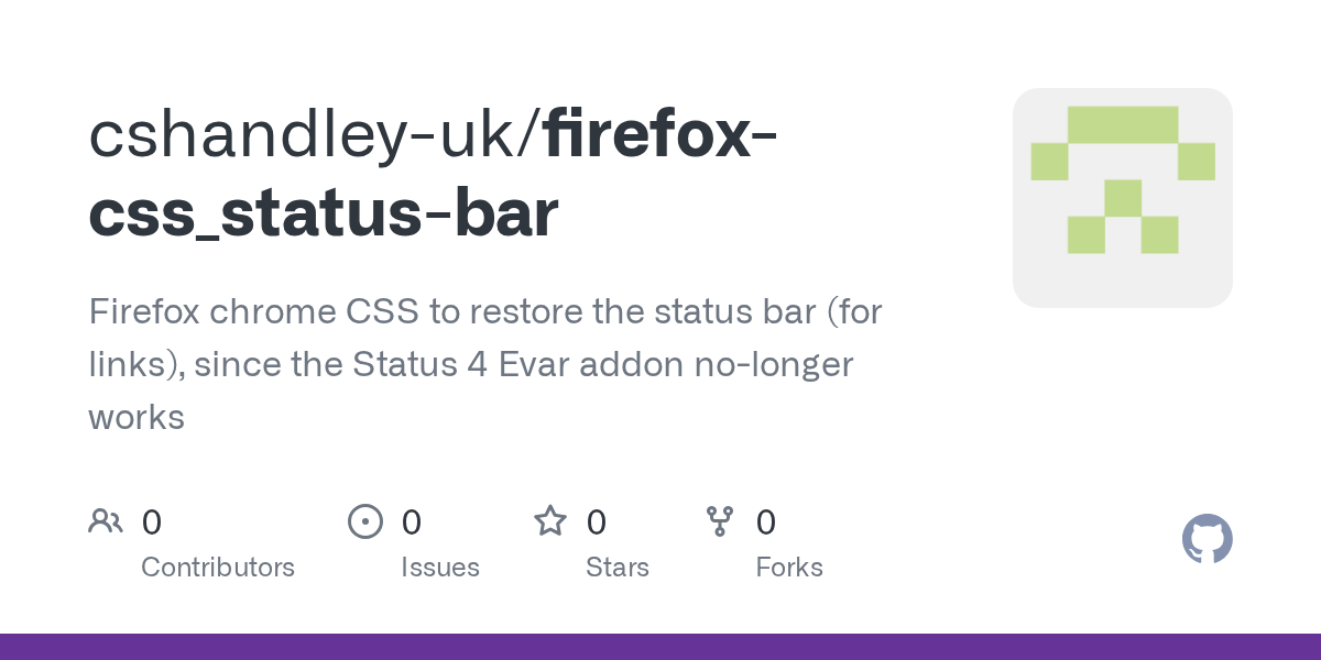 GitHub cshandleyuk/firefoxcss_statusbar Firefox CSS statusbar