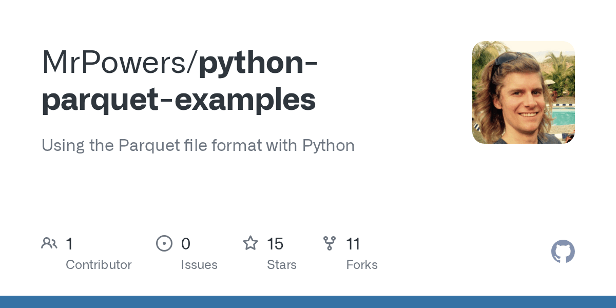 GitHub MrPowers/pythonparquetexamples Using the Parquet file