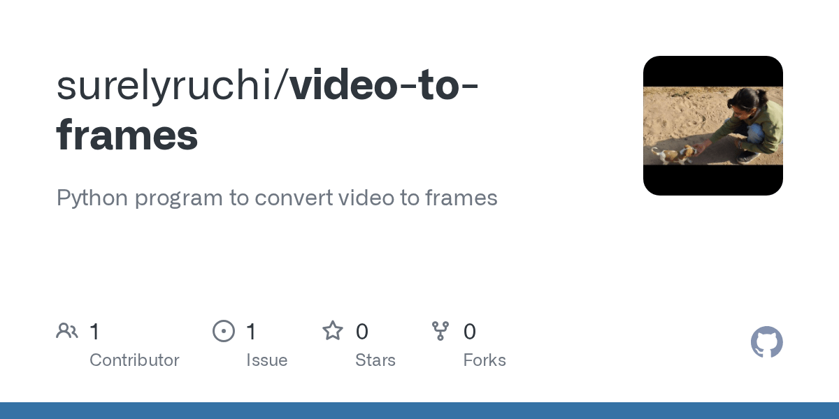 GitHub sharmaruchi30/videotoframes Python program to convert video