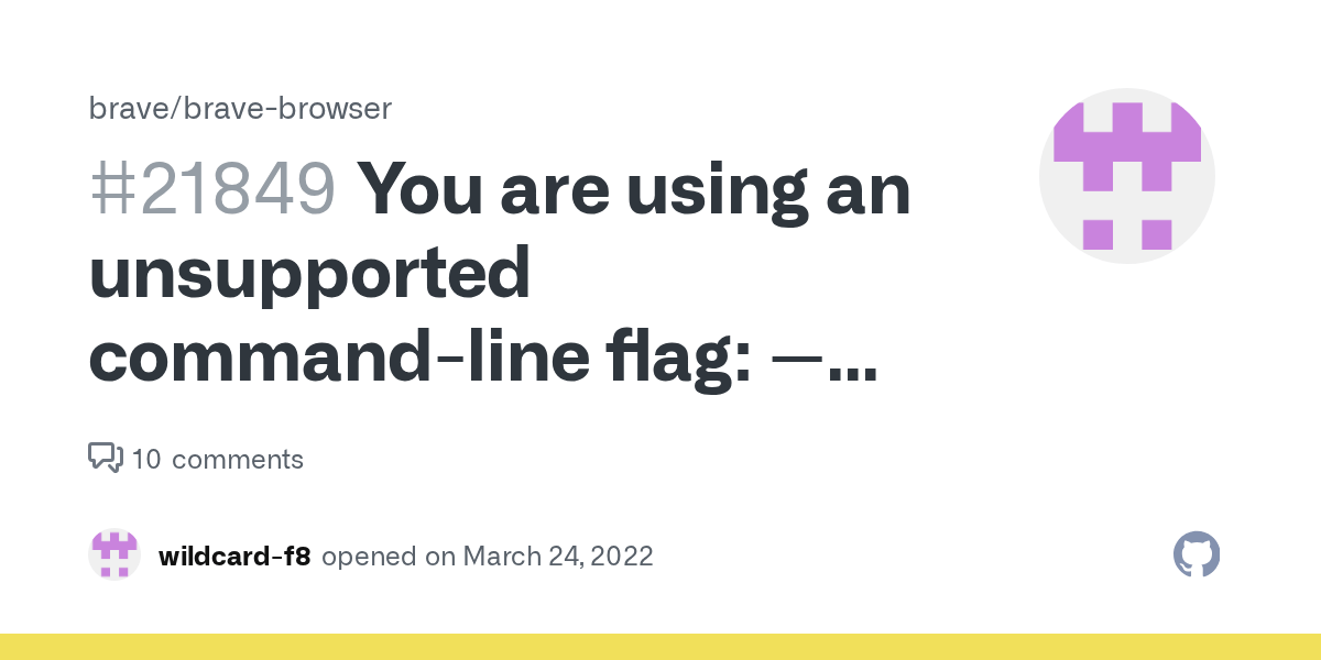 You are using an unsupported commandline flag nosandbox. Stability and security will suffer