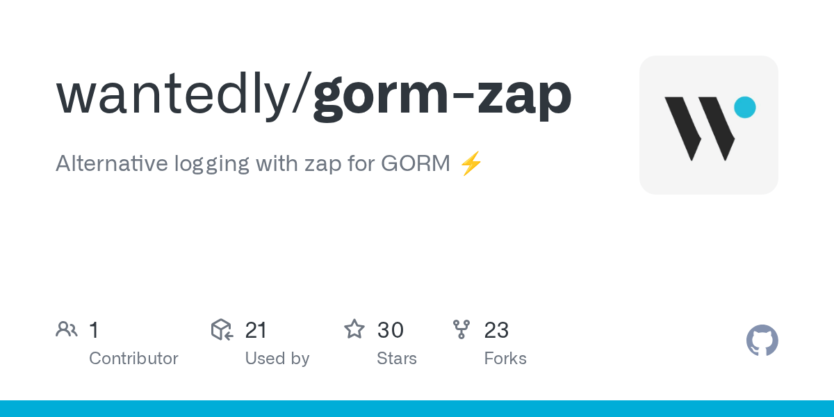 GitHub wantedly/gormzap Alternative logging with zap for GORM ⚡️