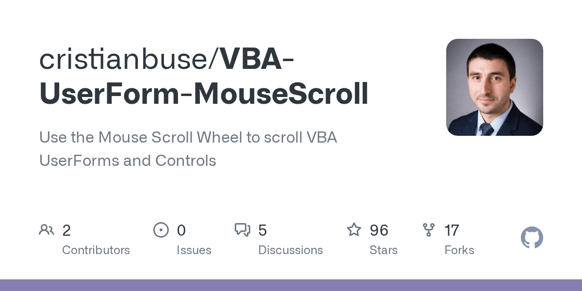 GitHub cristianbuse/VBAUserFormMouseScroll Use the Mouse Scroll