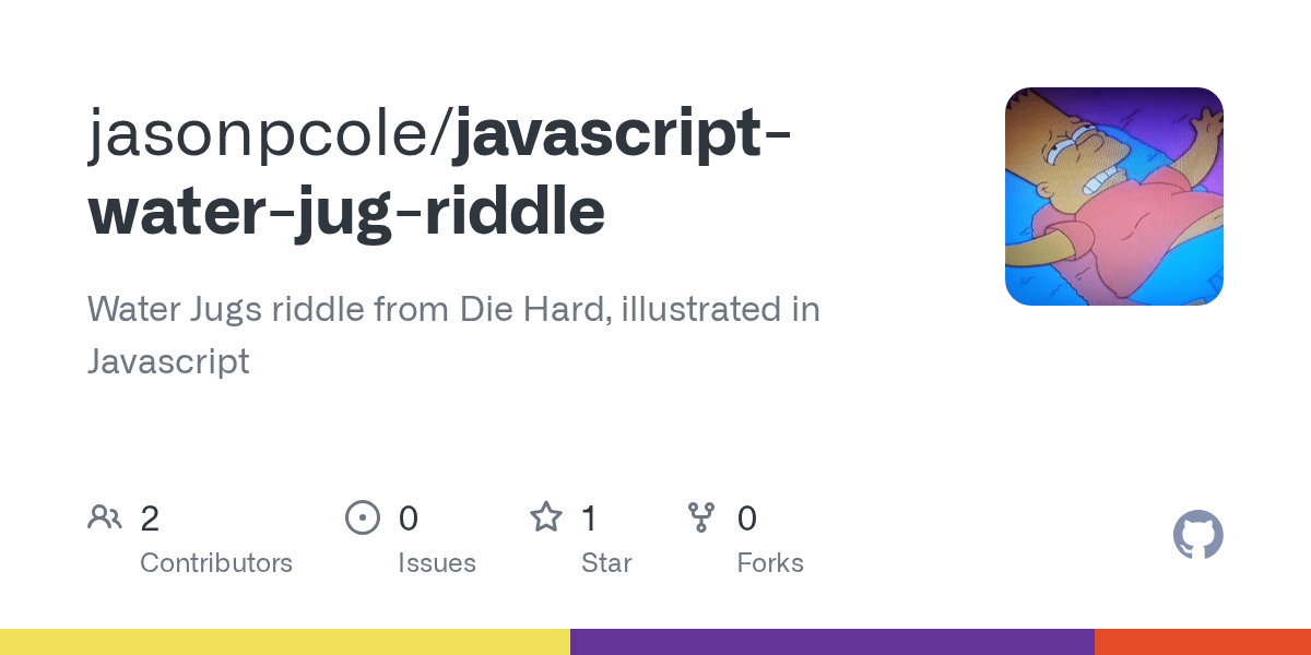 GitHub jasonpcole/javascriptwaterjugriddle Water Jugs riddle from