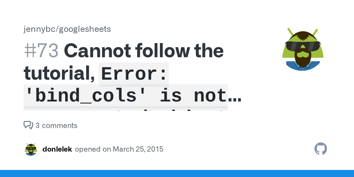 Cannot follow the tutorial, `Error 'bind_cols' is not an exported