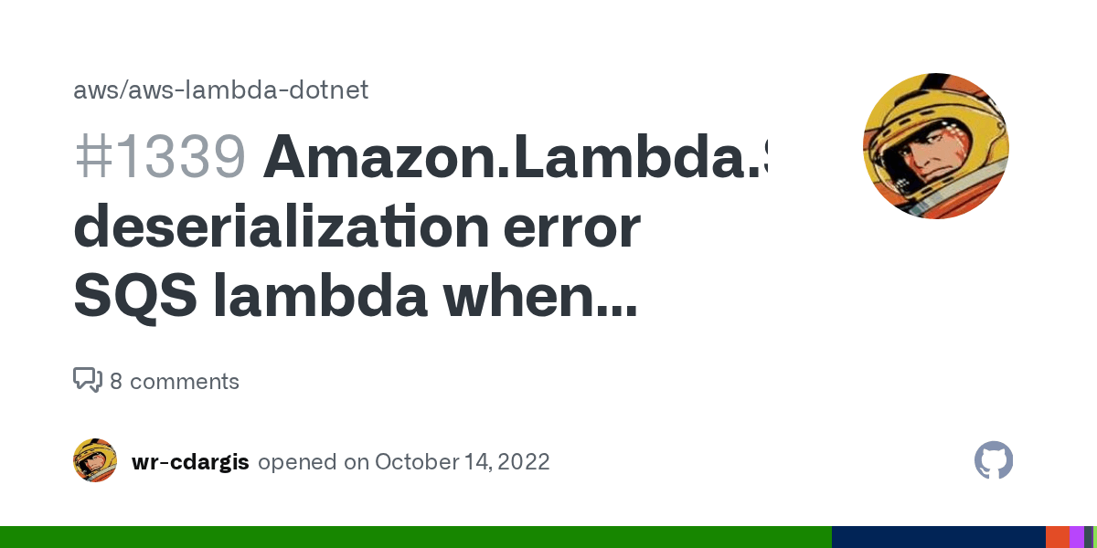 Amazon.Lambda.Serialization.Json deserialization error SQS lambda when