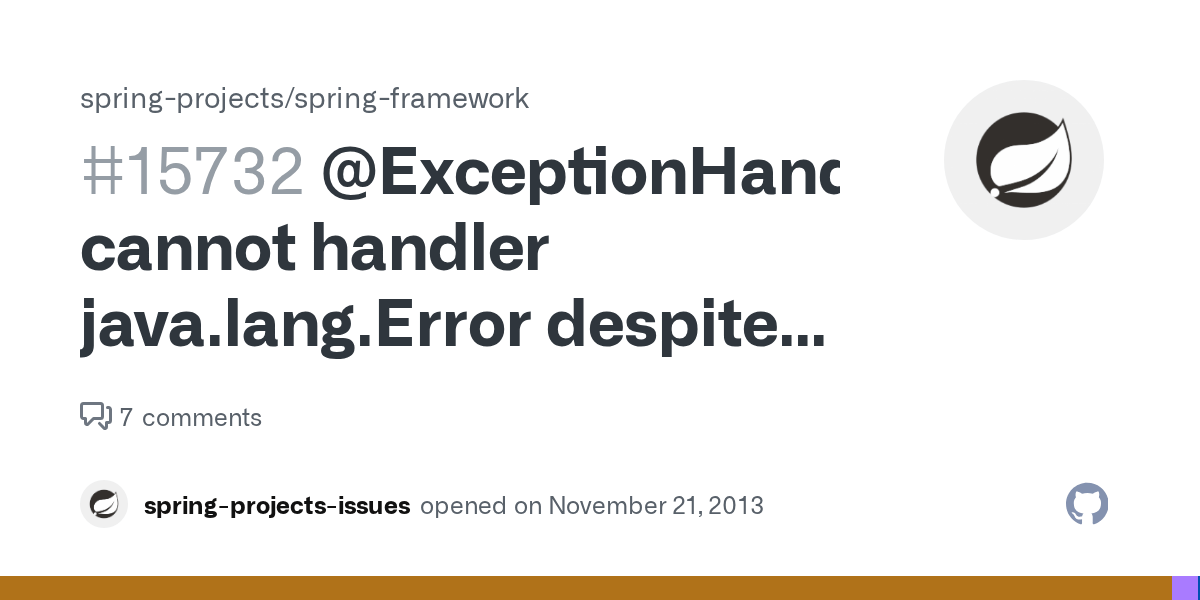 ExceptionHandler cannot handler java.lang.Error despite the annotation