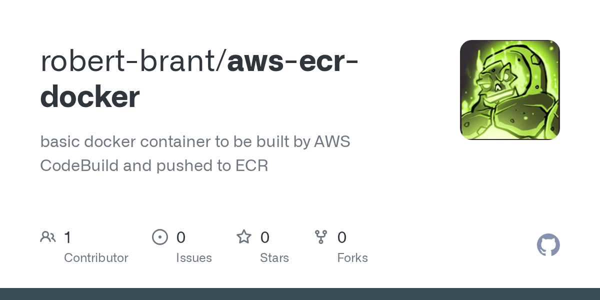 GitHub robertbrant/awsecrdocker basic docker container to be built by AWS CodeBuild and