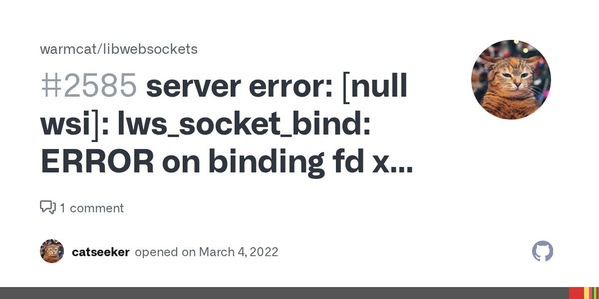 server error [null wsi] lws_socket_bind ERROR on binding fd xx to
