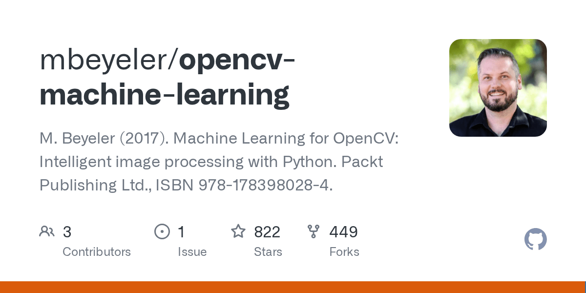 GitHub mbeyeler/opencvmachinelearning M. Beyeler (2017). Machine