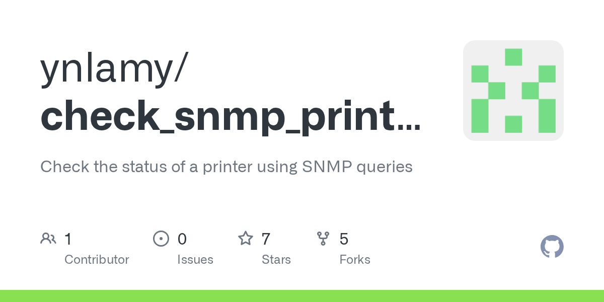 GitHub ynlamy/check_snmp_printer Check the status of a printer using