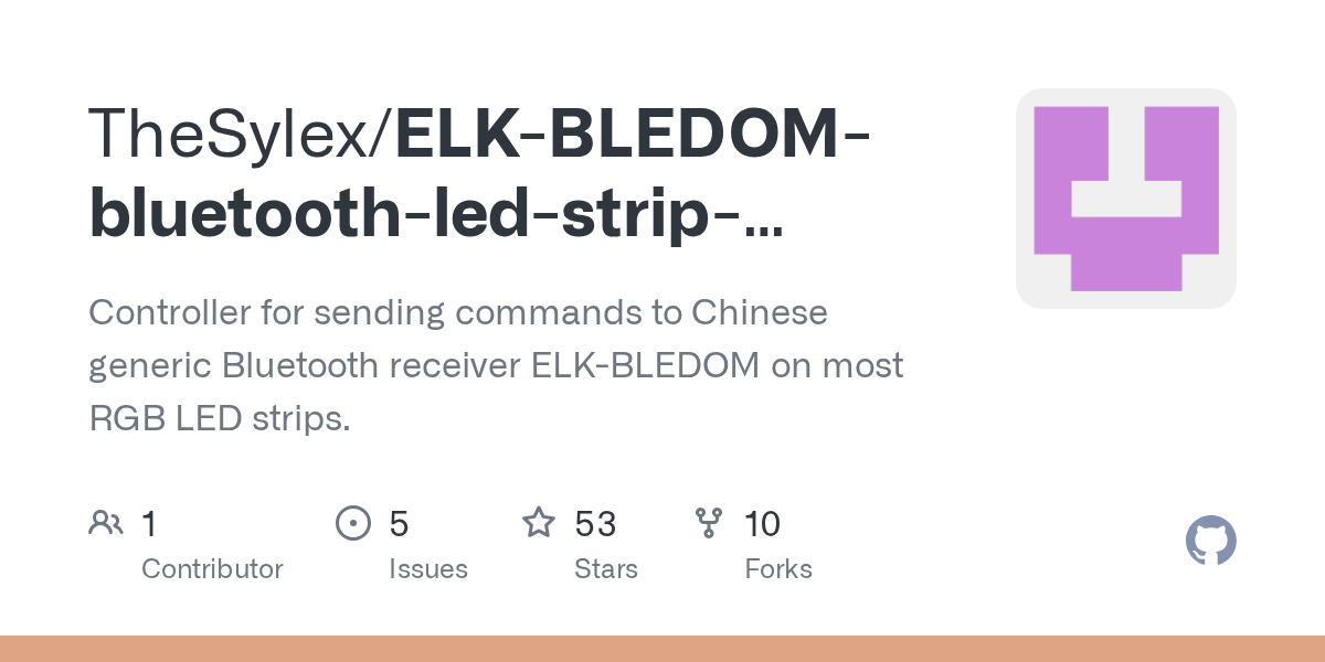 GitHub - TheSylex/ELK-BLEDOM-bluetooth-led-strip-controller: Controller