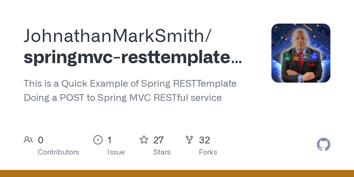 GitHub JohnathanMarkSmith/springmvcresttemplatetest This is a