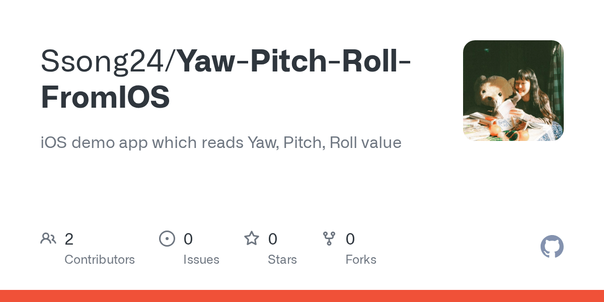GitHub Ssong24/YawPitchRollFromIOS iOS demo app which reads Yaw
