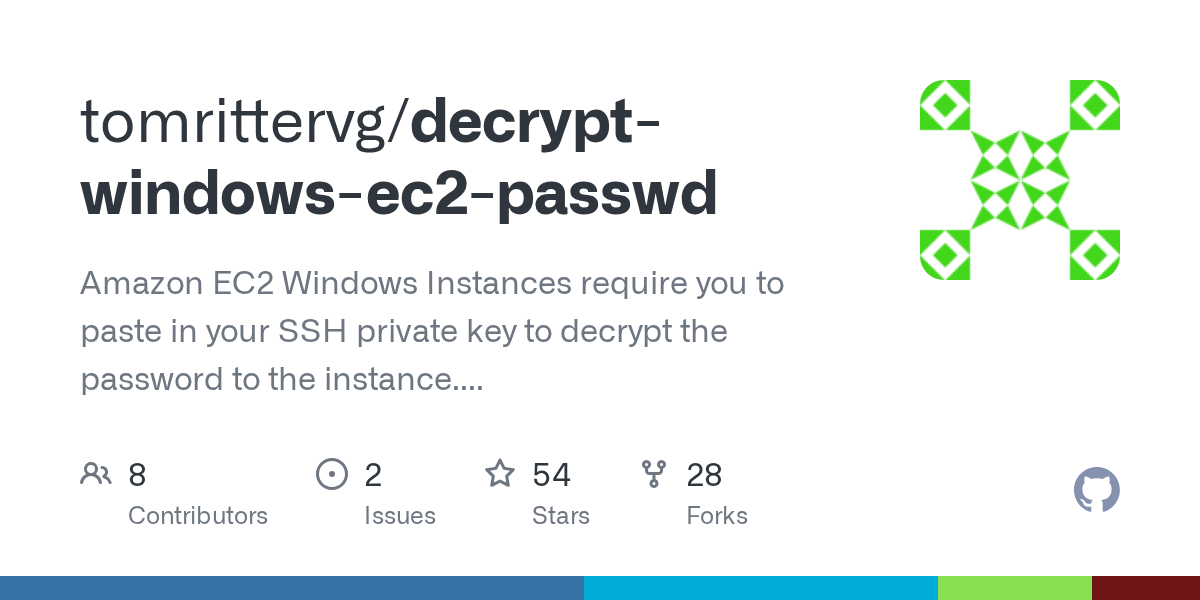 GitHub tomrittervg/decryptwindowsec2passwd Amazon EC2 Windows