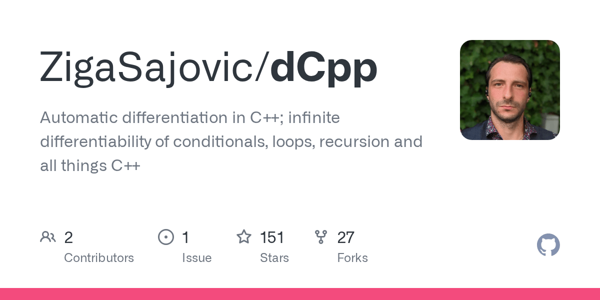 GitHub ZigaSajovic/dCpp Automatic differentiation in C++; infinite