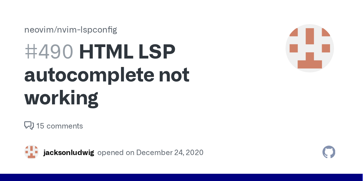HTML LSP not working · Issue 490 · neovim/nvimlspconfig