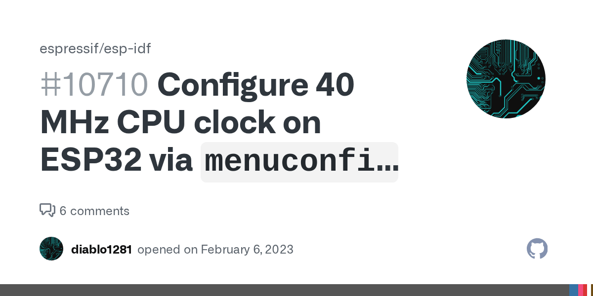 Configure 40 MHz CPU clock on ESP32 via `menuconfig` (IDFGH9331