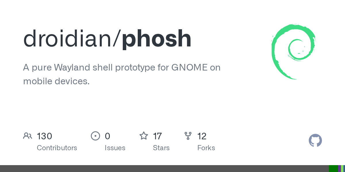 GitHub droidian/phosh A pure Wayland shell prototype for GNOME on