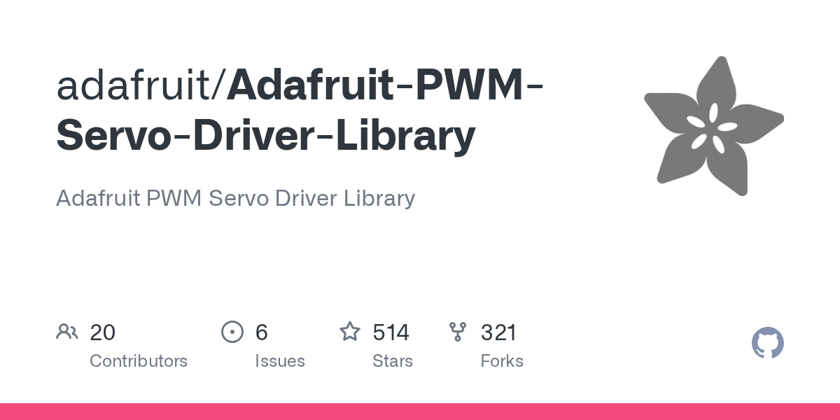 GitHub adafruit/AdafruitPWMServoDriverLibrary Adafruit PWM Servo Driver Library
