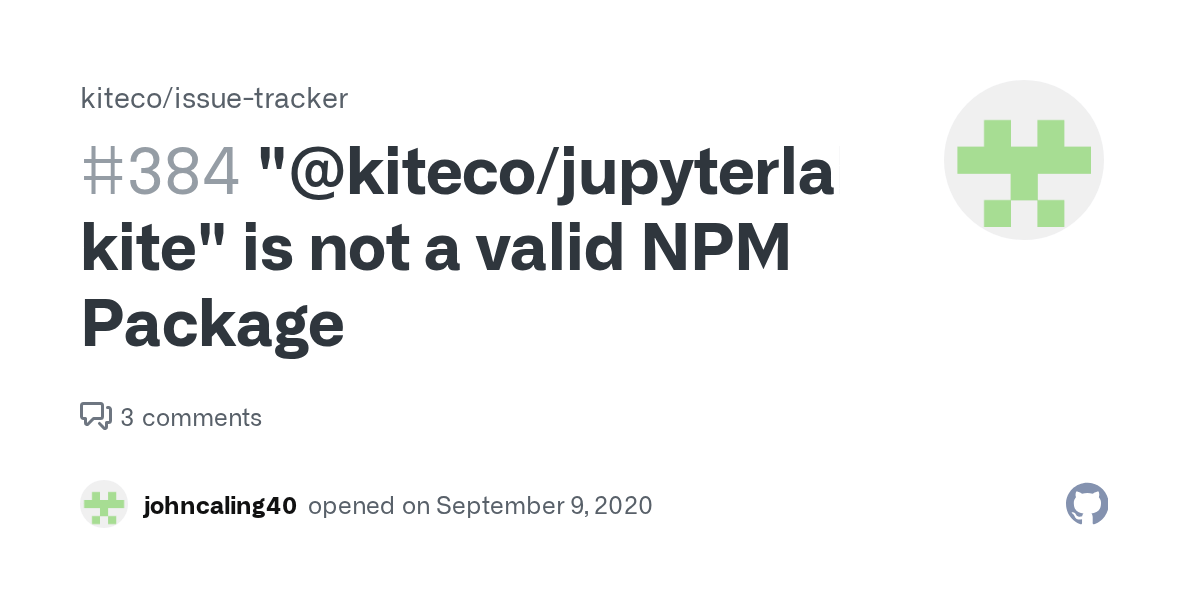 "kiteco/jupyterlabkite" is not a valid NPM Package · Issue 384