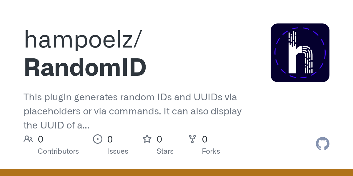 GitHub hampoelz/RandomID This plugin generates random IDs and UUIDs