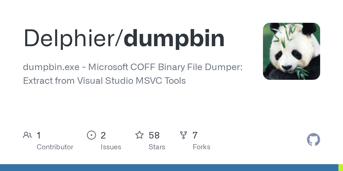 GitHub Delphier/dumpbin dumpbin.exe Microsoft COFF Binary File