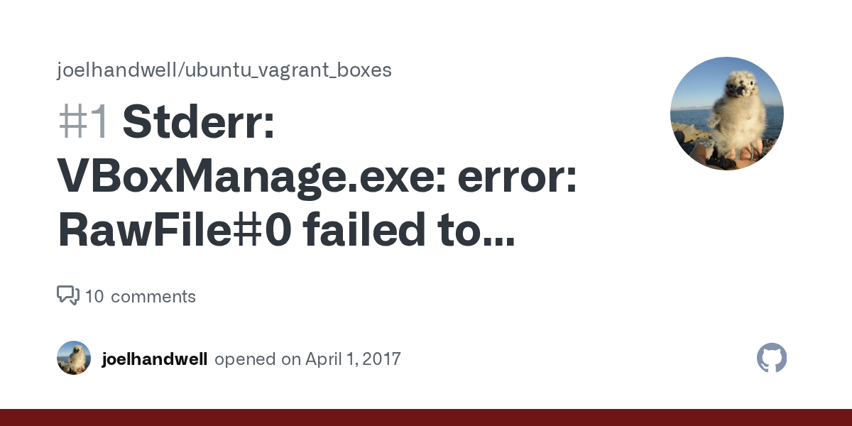 Stderr VBoxManage.exe error RawFile0 failed to create the raw