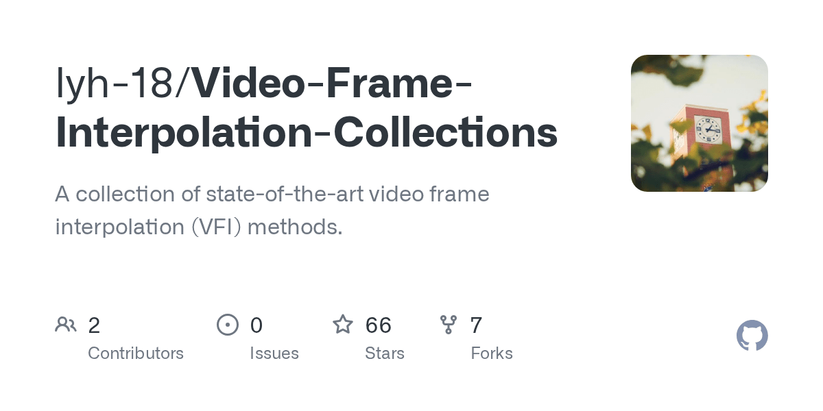 GitHub lyh18/VideoFrameInterpolationCollections A collection of