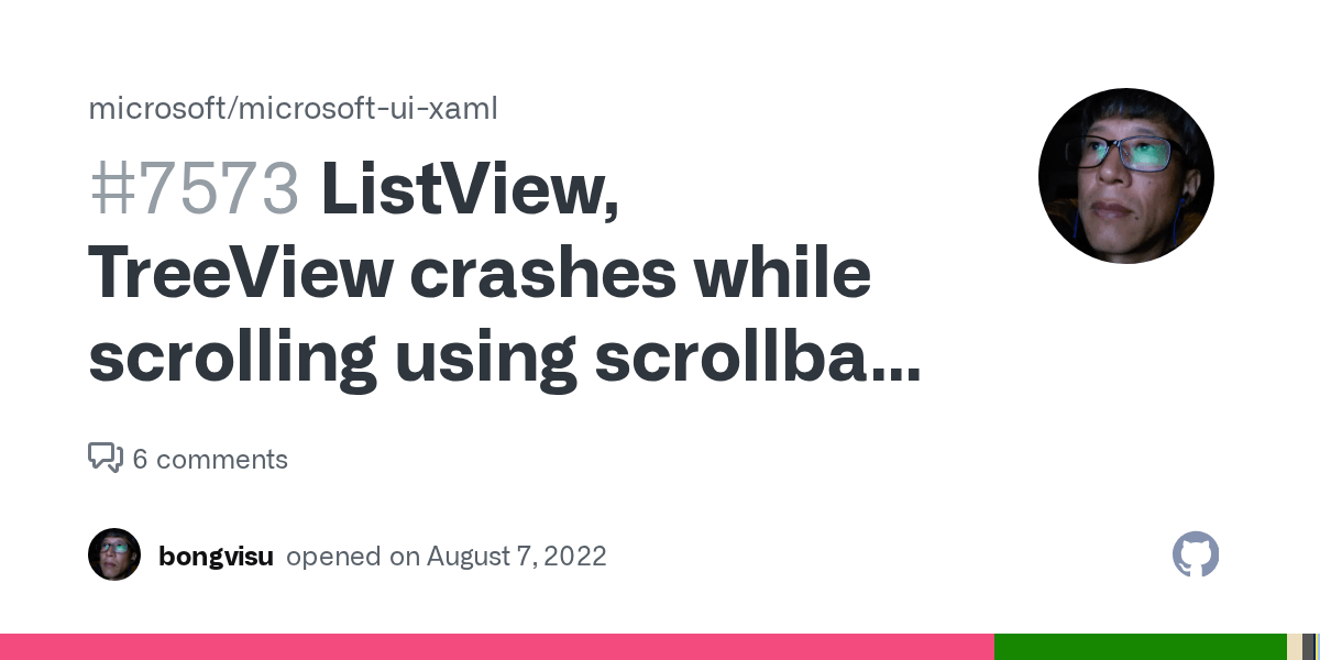 ListView, TreeView crashes while scrolling using scrollbar thumb when