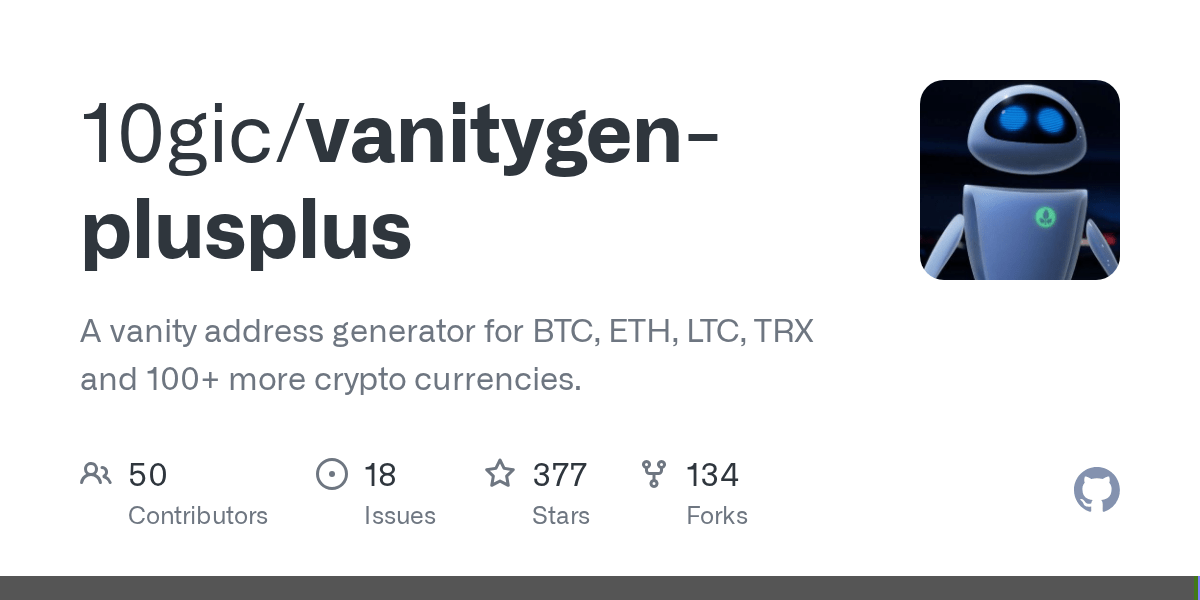 GitHub 10gic/vanitygenplusplus A vanity address generator for BTC