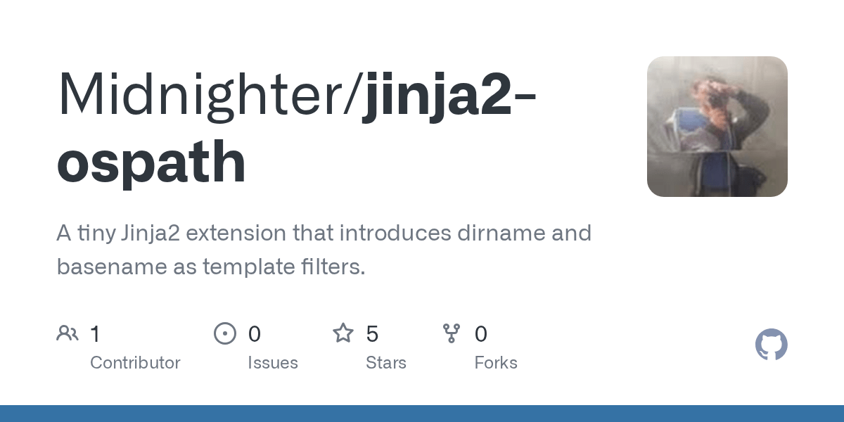 GitHub Midnighter/jinja2ospath A tiny Jinja2 extension that