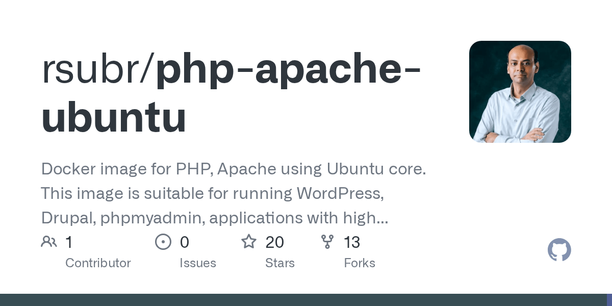 GitHub - rsubr/php-apache-ubuntu: Docker image for PHP, Apache 