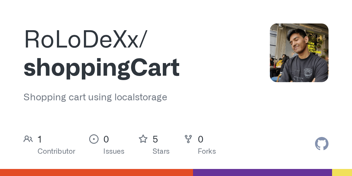 GitHub Shopping cart using localstorage