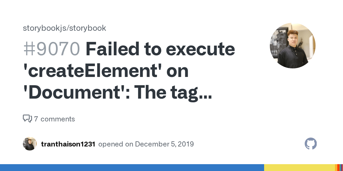 Failed to execute 'createElement' on 'Document' The tag name provided
