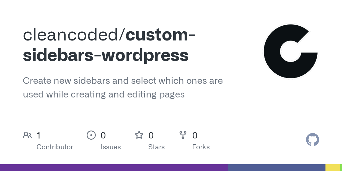 GitHub cleancoded/customsidebarswordpress Create new sidebars and