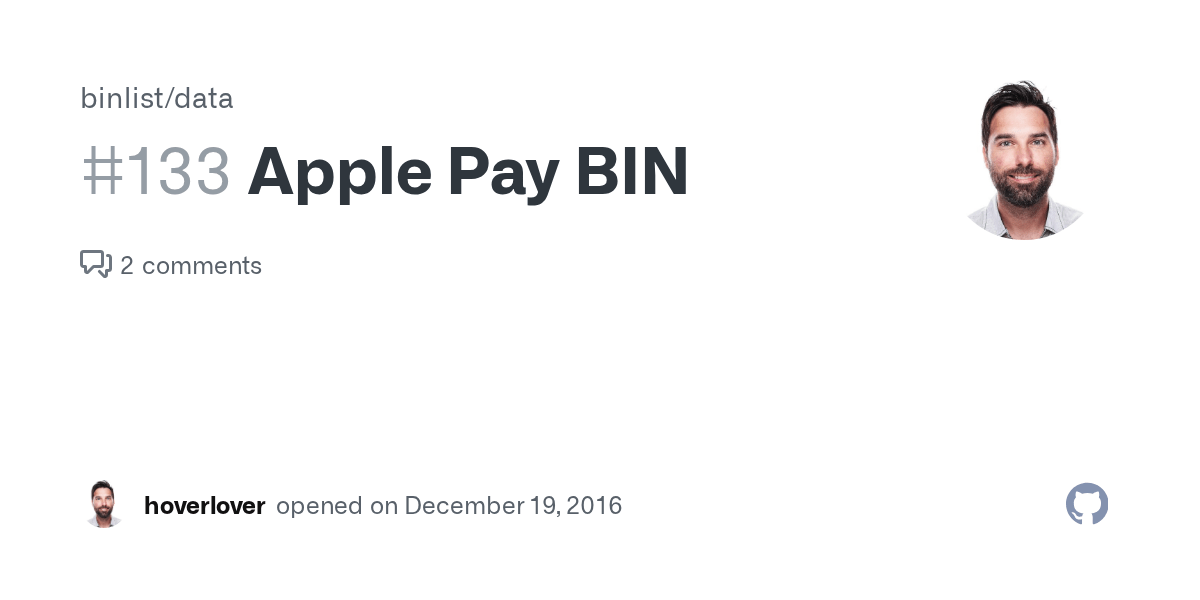 Apple Pay BIN · Issue 133 · binlist/data · GitHub