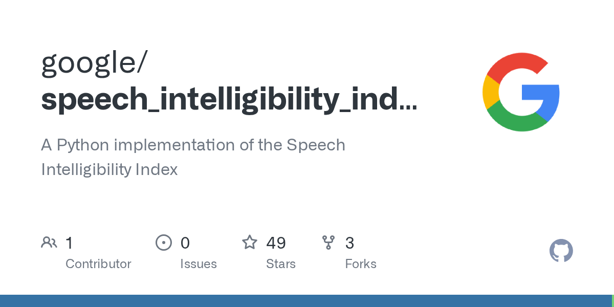 GitHub google/speech_intelligibility_index A Python implementation